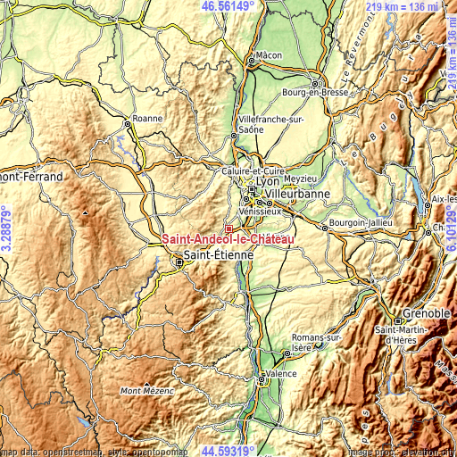 Topographic map of Saint-Andéol-le-Château