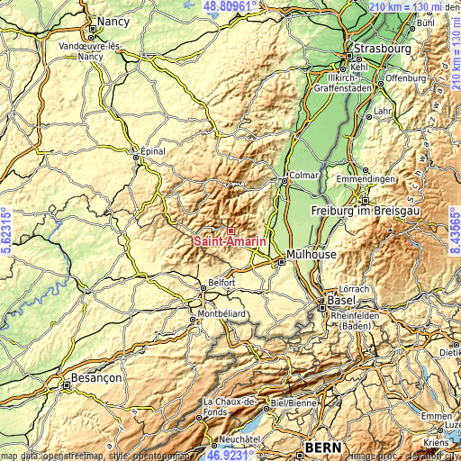 Topographic map of Saint-Amarin