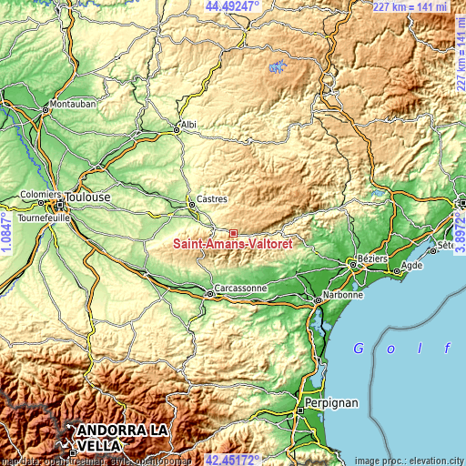Topographic map of Saint-Amans-Valtoret