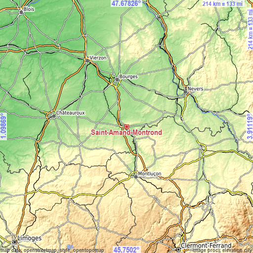 Topographic map of Saint-Amand-Montrond