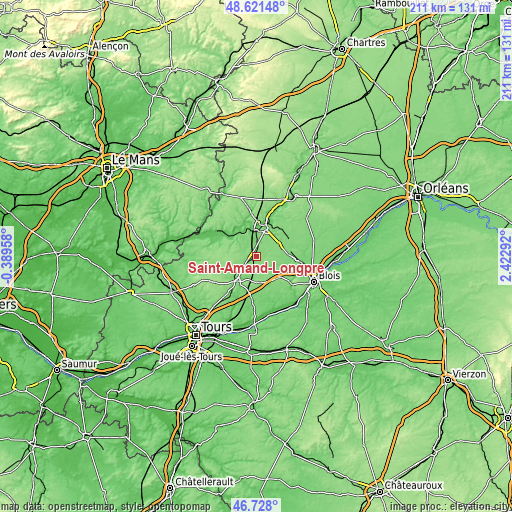 Topographic map of Saint-Amand-Longpré