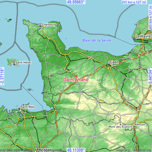 Topographic map of Saint-Amand