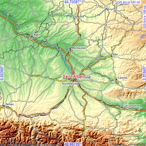 Topographic map of Saint-Alban