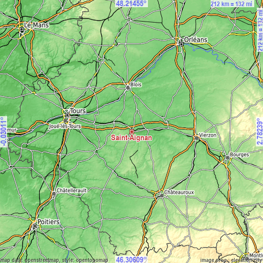 Topographic map of Saint-Aignan