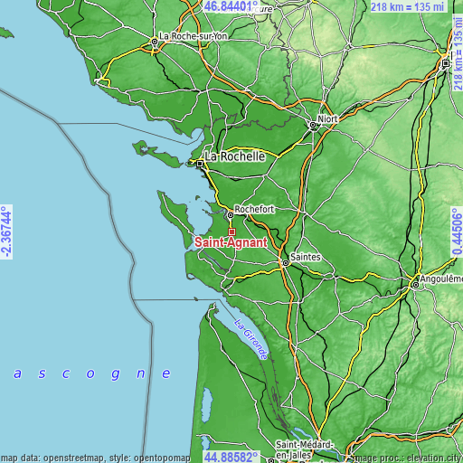 Topographic map of Saint-Agnant