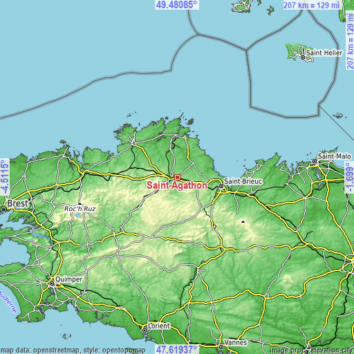 Topographic map of Saint-Agathon