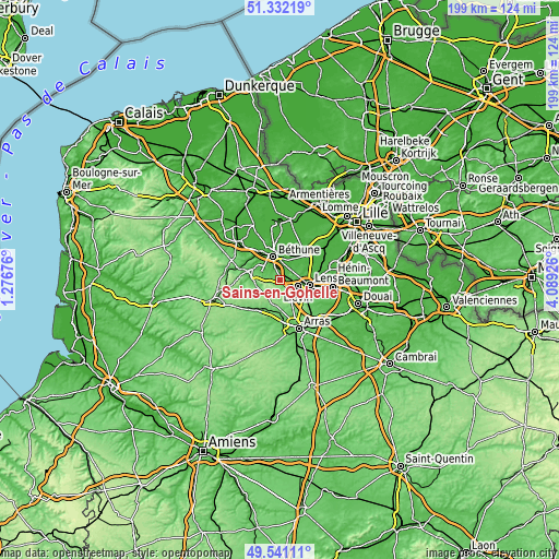 Topographic map of Sains-en-Gohelle