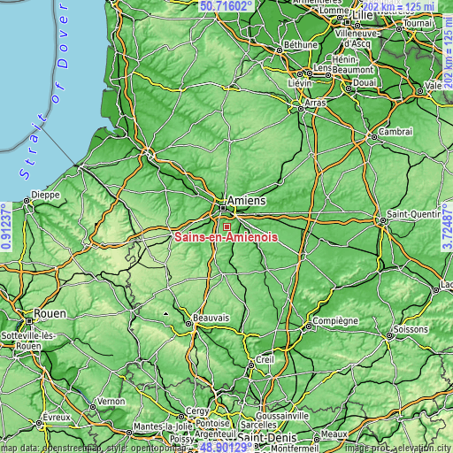 Topographic map of Sains-en-Amiénois