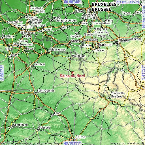 Topographic map of Sains-du-Nord