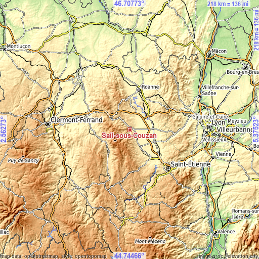 Topographic map of Sail-sous-Couzan