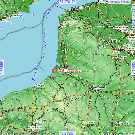 Topographic map of Sailly-Flibeaucourt