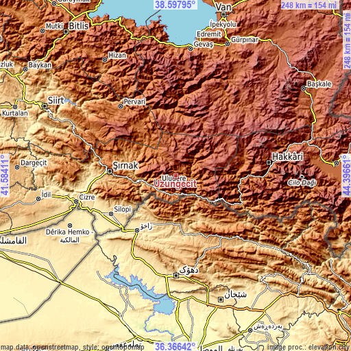 Topographic map of Uzungeçit