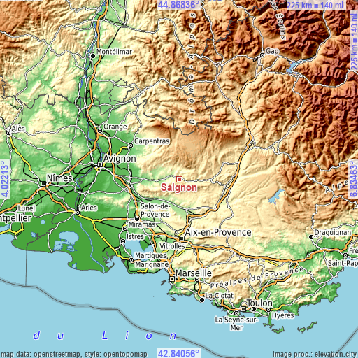 Topographic map of Saignon