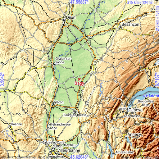 Topographic map of Sagy