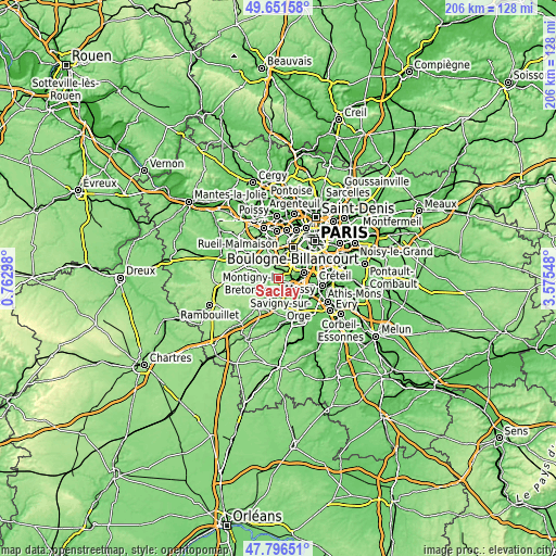 Topographic map of Saclay