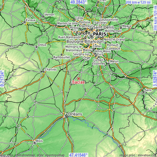 Topographic map of Saclas