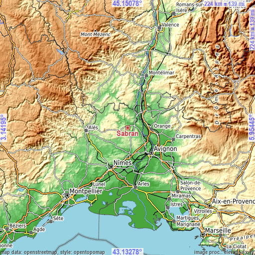 Topographic map of Sabran