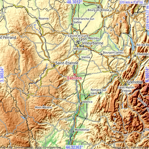 Topographic map of Sablons