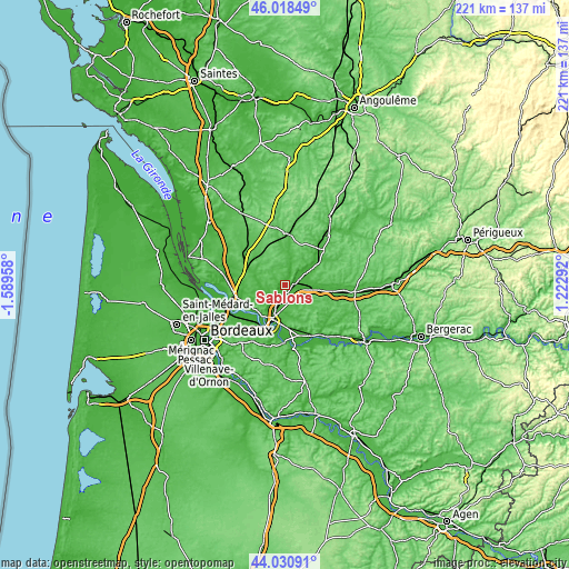 Topographic map of Sablons