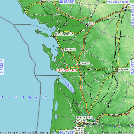 Topographic map of Sablonceaux