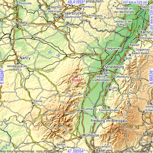 Topographic map of Russ