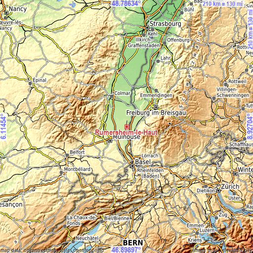 Topographic map of Rumersheim-le-Haut