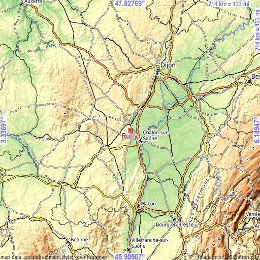 Topographic map of Rully