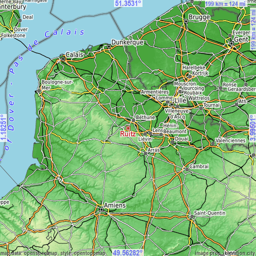 Topographic map of Ruitz