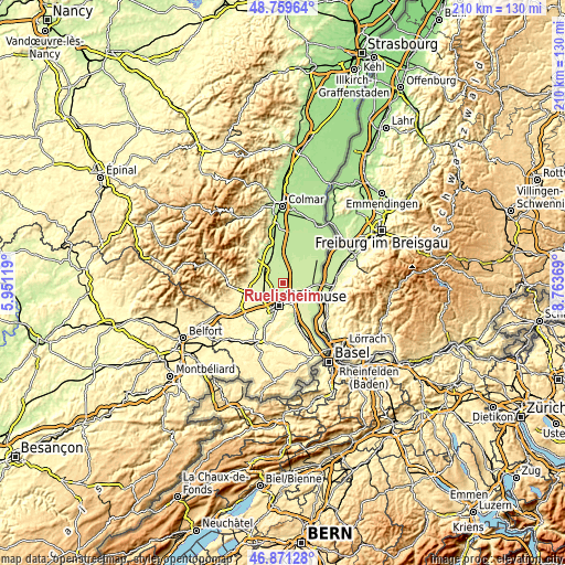 Topographic map of Ruelisheim