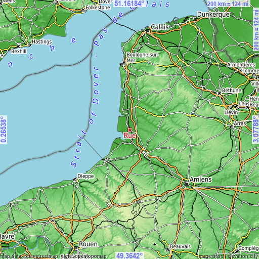 Topographic map of Rue