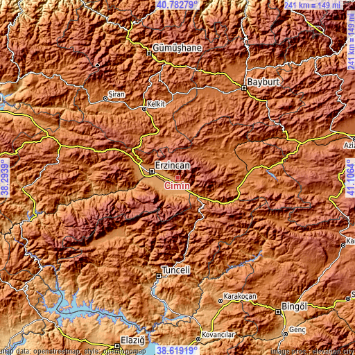 Topographic map of Cimin