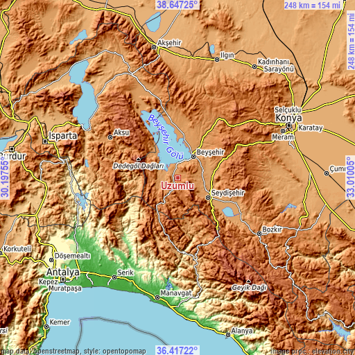 Topographic map of Üzümlü