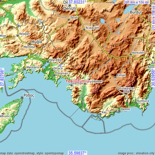 Topographic map of Yeşilüzümlü