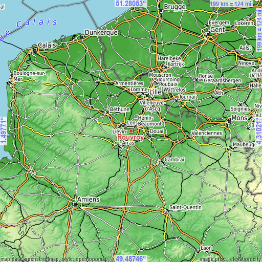 Topographic map of Rouvroy