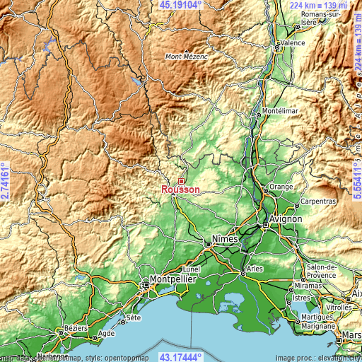 Topographic map of Rousson