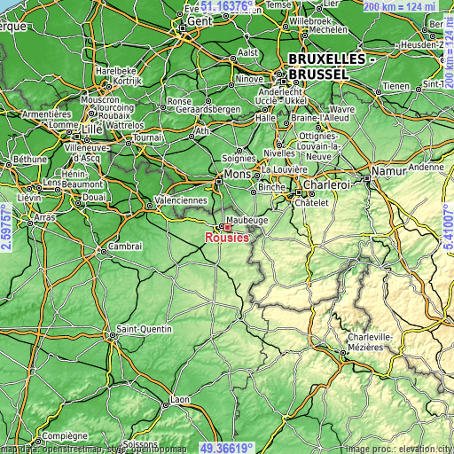 Topographic map of Rousies