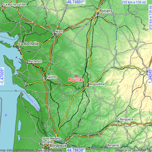 Topographic map of Rouillac