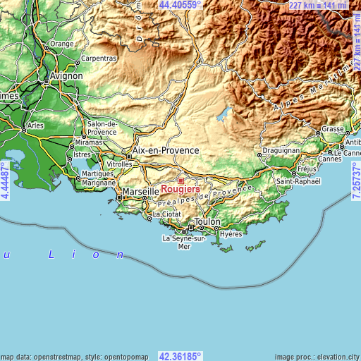 Topographic map of Rougiers