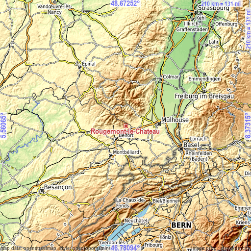 Topographic map of Rougemont-le-Château