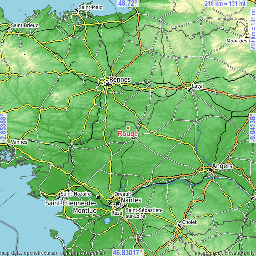 Topographic map of Rougé