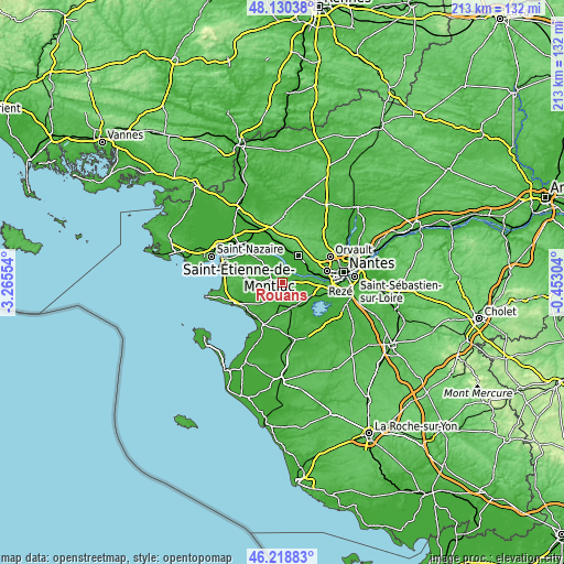 Topographic map of Rouans