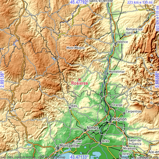 Topographic map of Rosières