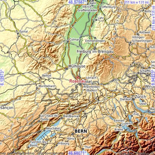 Topographic map of Rosenau