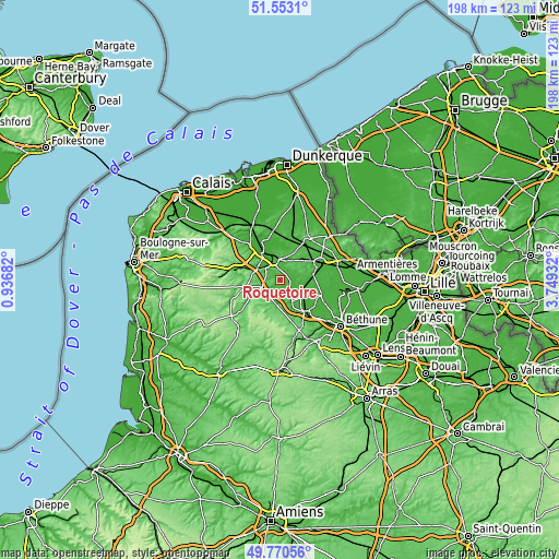 Topographic map of Roquetoire