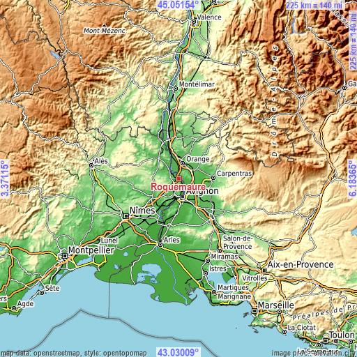 Topographic map of Roquemaure
