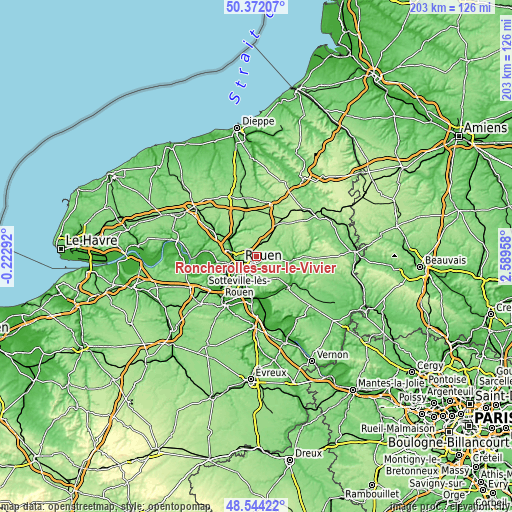 Topographic map of Roncherolles-sur-le-Vivier