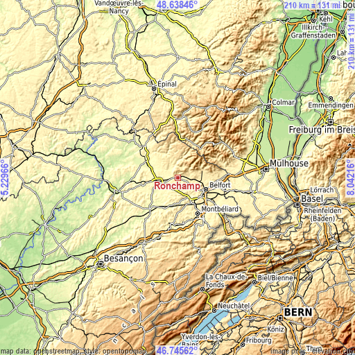 Topographic map of Ronchamp