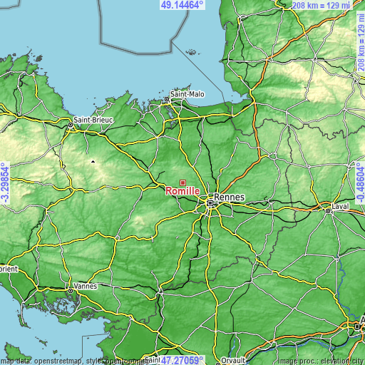 Topographic map of Romillé