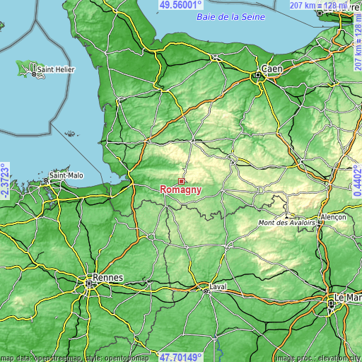 Topographic map of Romagny