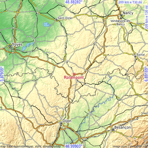 Topographic map of Rolampont